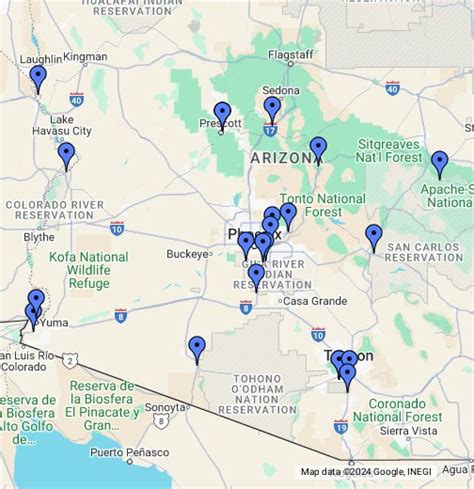 arizona casinos map